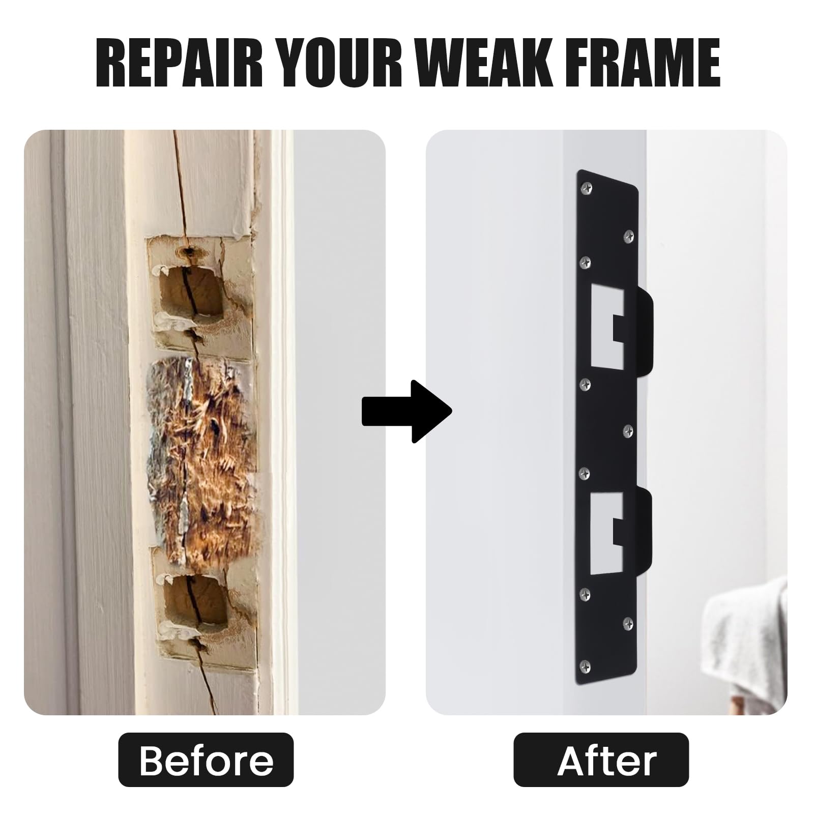 TUFF STRIKE Door Reinforcement Lock - Deadbolt Strike Plate With 4.5" Posts