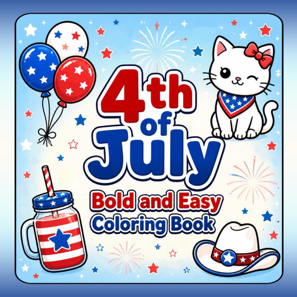 4th of July Coloring Book: Bold and Easy Patriotic Designs for All Ages