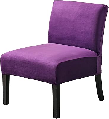 MIFXIN Armless Accent Chair Cover Velvet Stretch Slipper Chair Couch Slipcover Removable Washable Furniture Protector for Living Room Bedroom Home Hotel (Velvet-Purple)