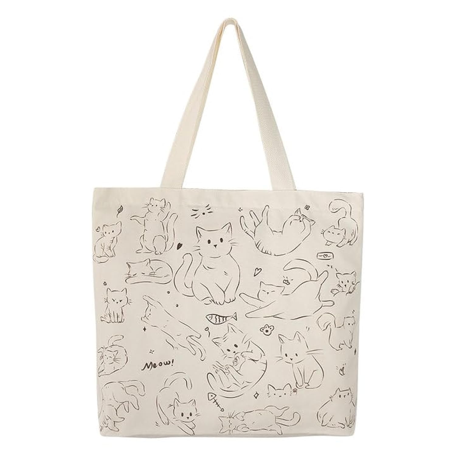 Cute Tote Bag for Women with Zipper, Funny Purse with Cats Dogs Large Canvas Shoulder Bag Handbag