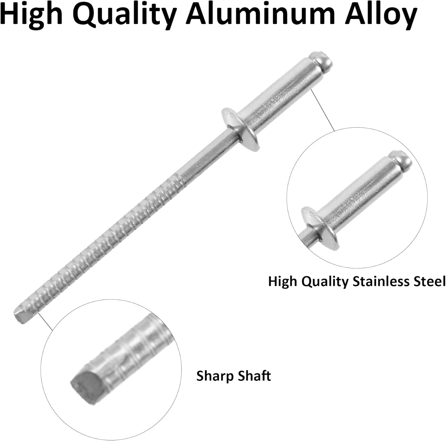 100PCS 1/8" x 2/5" Stainless Steel Blind Rivets, Stainless Steel Pull Rivets Core Decoration Rivets, 6MM Head Pop Rivets