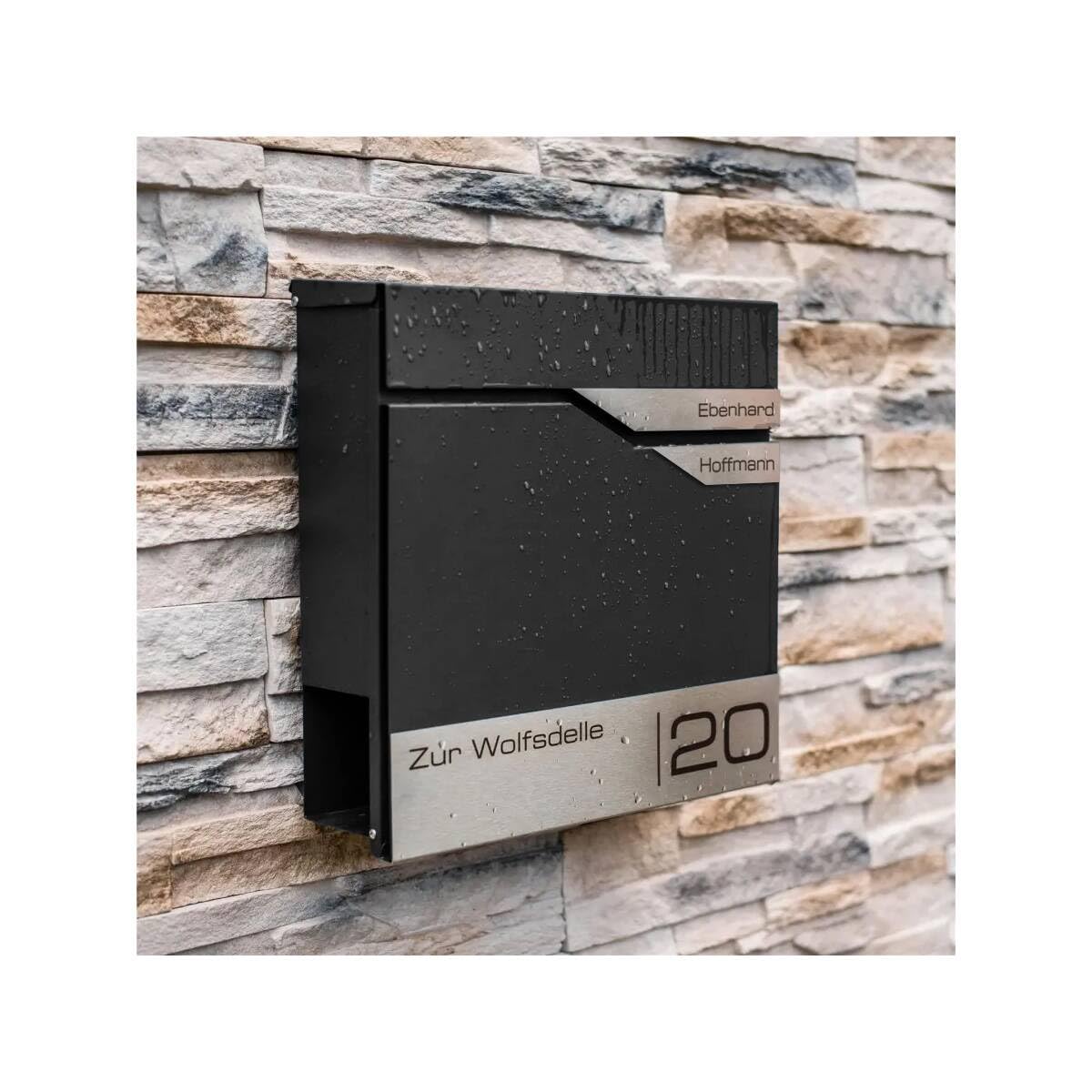 Albrecht Metzler Cassetta postale doppia Nero RAL 9005 acciaio inox anticorrosione