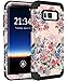 Galaxy S8 Plus Case, Hocase Drop Protection Shockproof Silicone Rubber Bumper+Hard Shell Hybrid Dual Layer Full-Body Protective Case for Samsung Galaxy S8 Plus 2017 - Peony Floral Print / Black