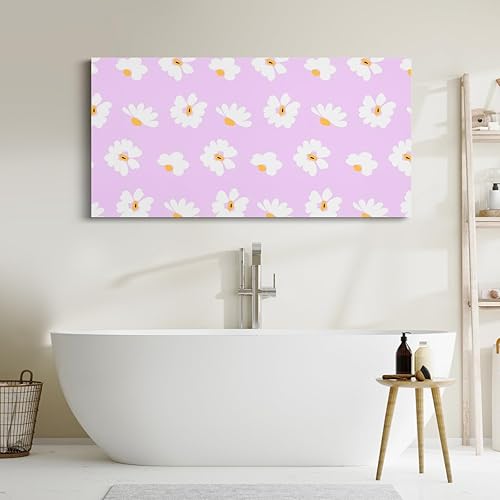 Miniatura 5 de Castle Fairy Daisy Florals Wall Artwork Livingroom Decor,Purple Hippie Flowers Wall Painting for Kids Teens Adults Gift,70s Retro Floral Poster