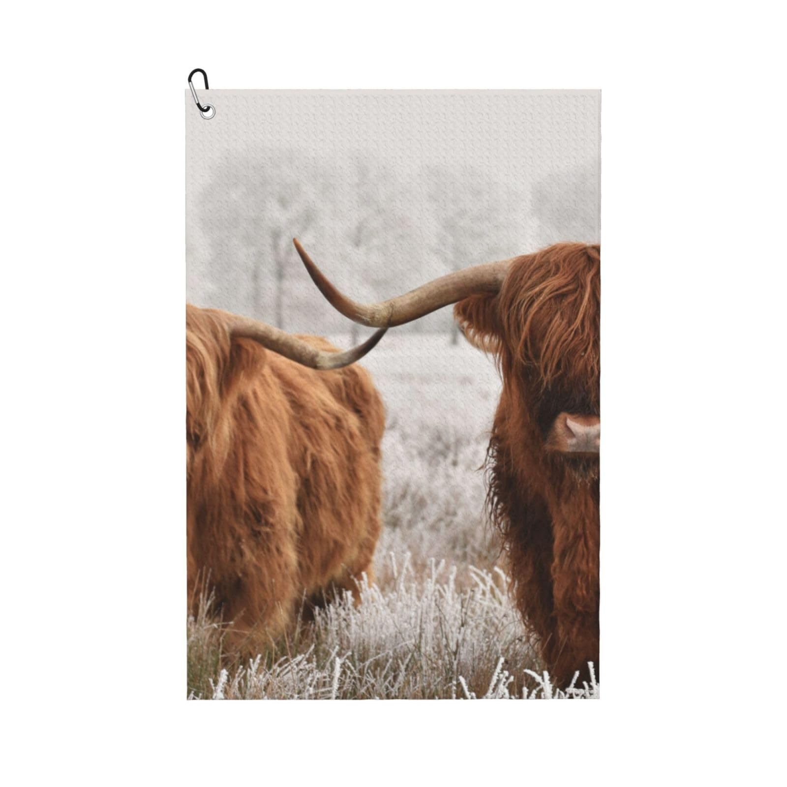 Hnnkloy Scottish Cow, 16x24 in Portable Waffle Golf Towels with Carabiner Clip for Golf Bag