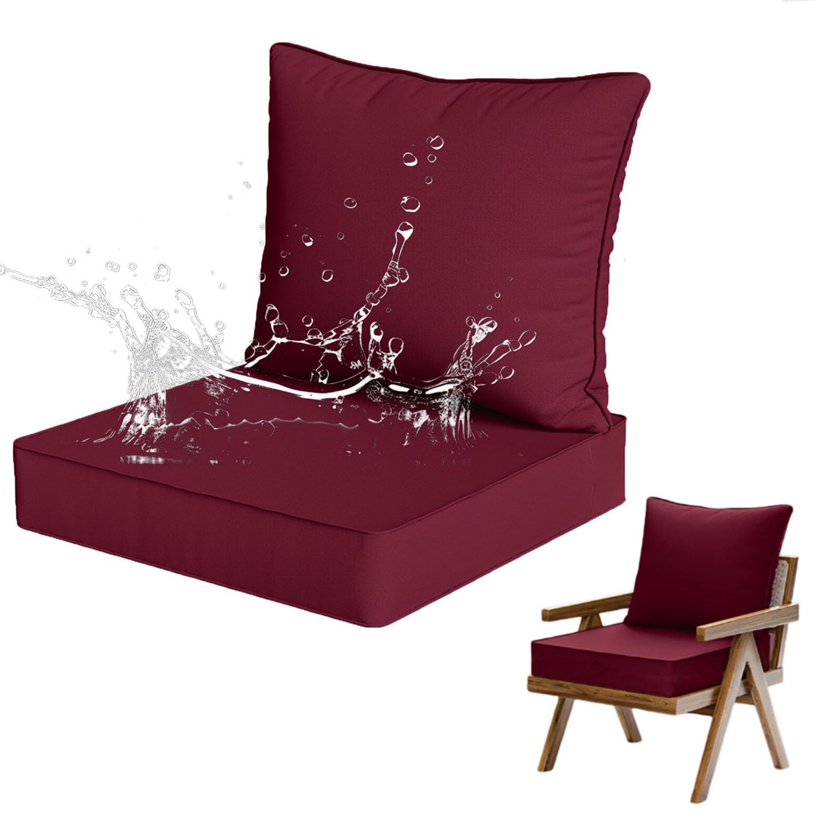 Poduszki na siedzenia i oparcie do salonu ogrodowego, zewnętrzne wodoodporne poduszki zewnętrzne salon do domu samochód biuro sofa i krzesło J 48*48*12+48*50