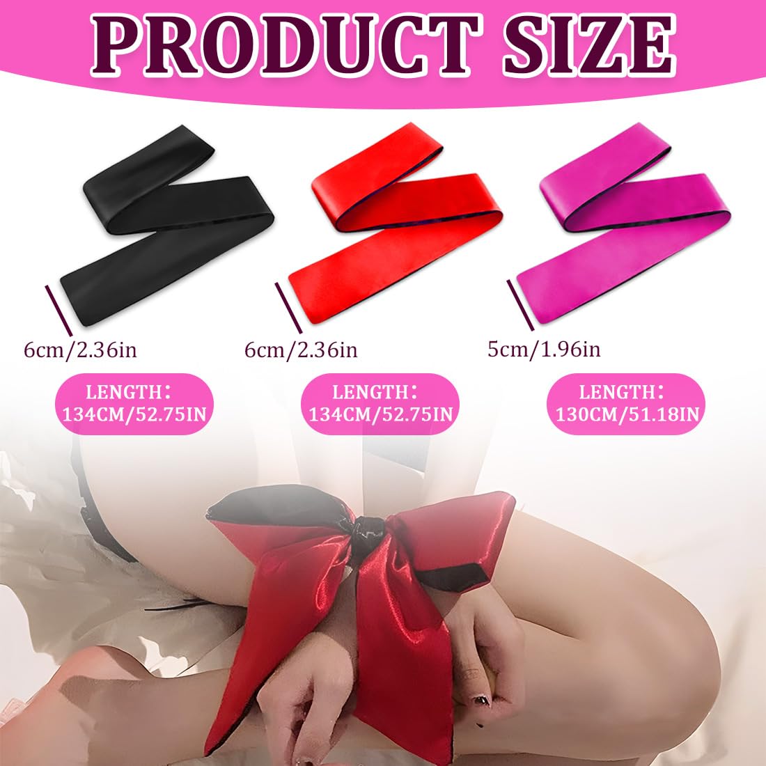 3 Pcs Maschera Per Occhi In Raso Fasce Per Occhi In Raso Morbide Maschere Per Dormire Copertura Per Gli Occhi Da Viaggio In Raso Per Donne Uomini Adulti Coppie 130X5Cm Nero Rosso