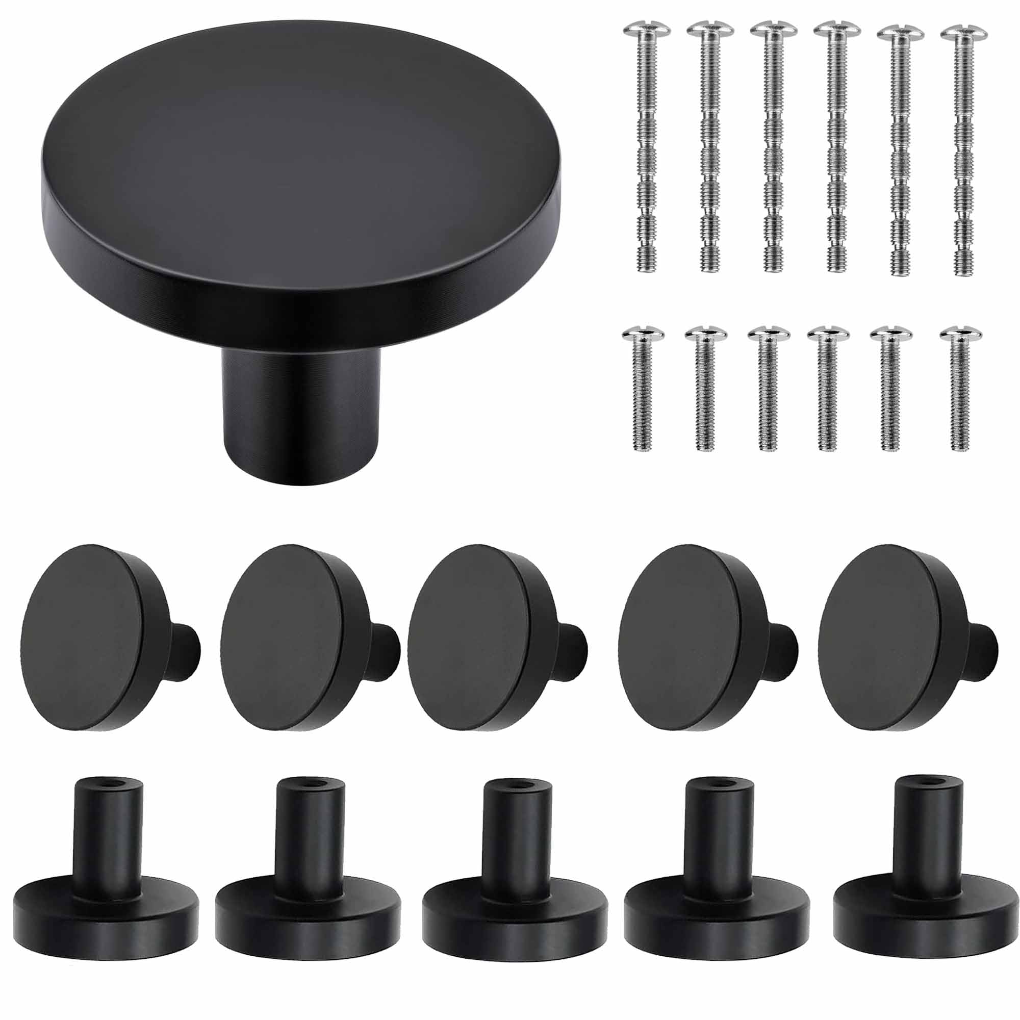 AUTOHJBlack Cabinet Knobs 16 Packs Solid Matte Black Dresser Drawer Knobs Cabinet Pulls for Kitchen Bedroom Closet Door Knobs