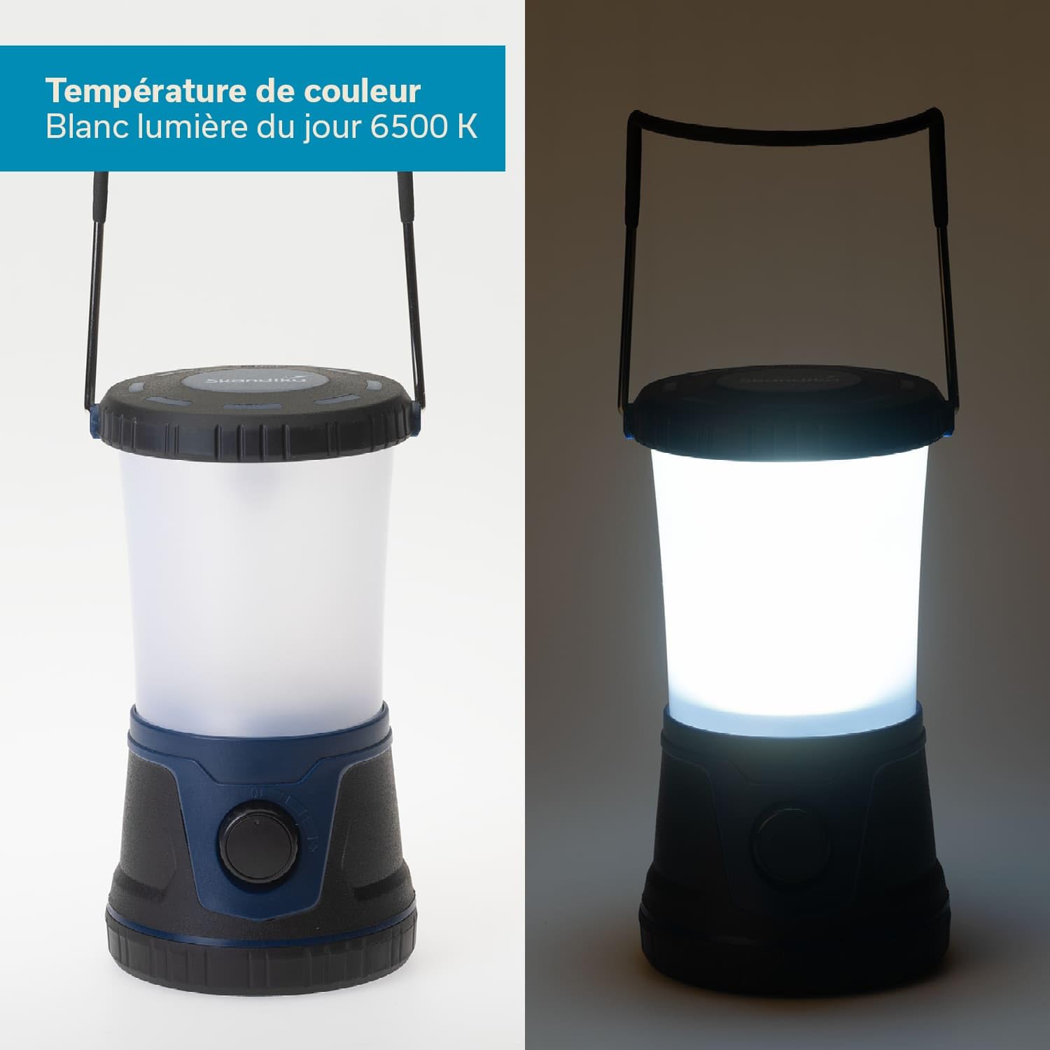 Skandika Lampe de camping Talvik | Lampe LED, 1500 lumens, rechargeable, 4400 mAh, intensité variable, fonction powerbank | Lampe pour le camping, le plein air, la randonnée Lampe de secours