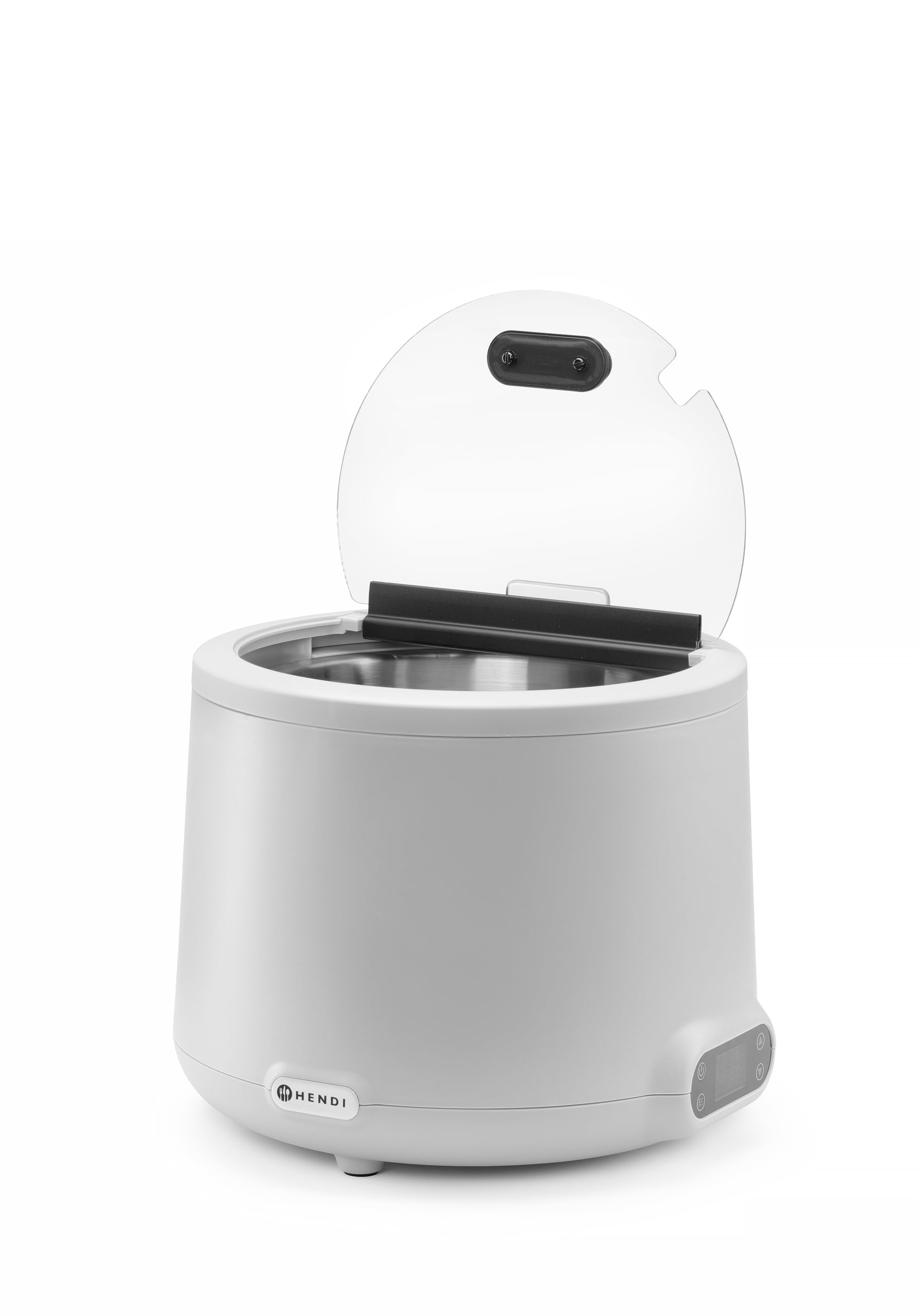 HENDI Bollitore per zuppa elettrico UNIQ per buffet, 8L, 35-85°C, 220-240V, 500W, ⌀365x(H)325mm, alluminio, acciaio inox, PP, vetro temperato, bianco