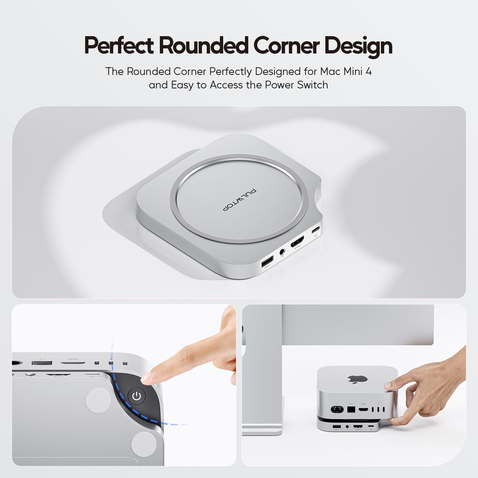 Mac mini M4 Dock z obudową SSD 4TB (SSD nie jest w zestawie), akcesoria hub USB C dla Mac mini 2024 M4 Pro z HDMI 4K 60Hz, 3 x USB A 2.0, SD/TF, audio/mikrofon