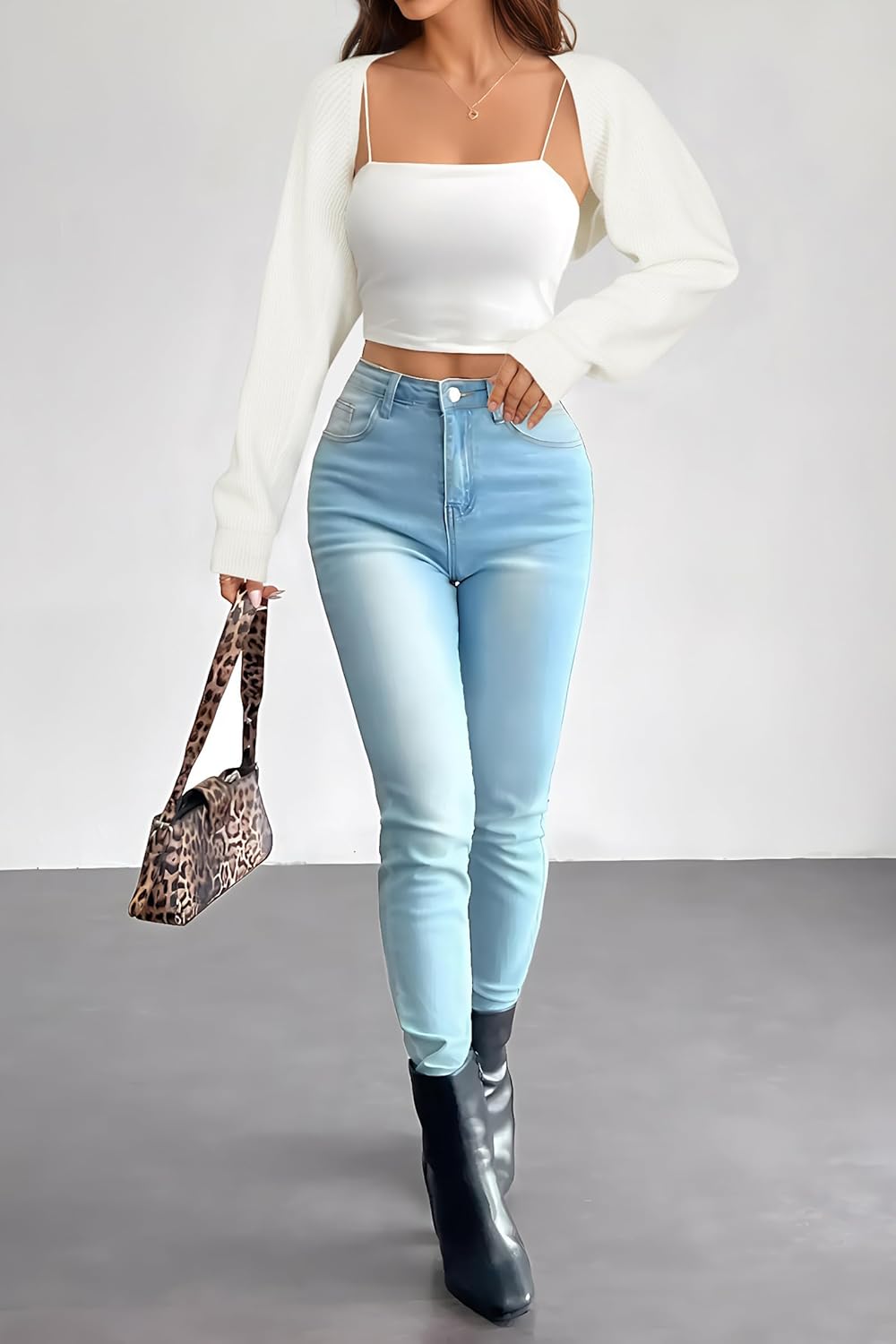 Arach&Cloz Women's Wool Blend Bolero Shrug Spring Fashion Cropped Cardigans 2026 - Image 5