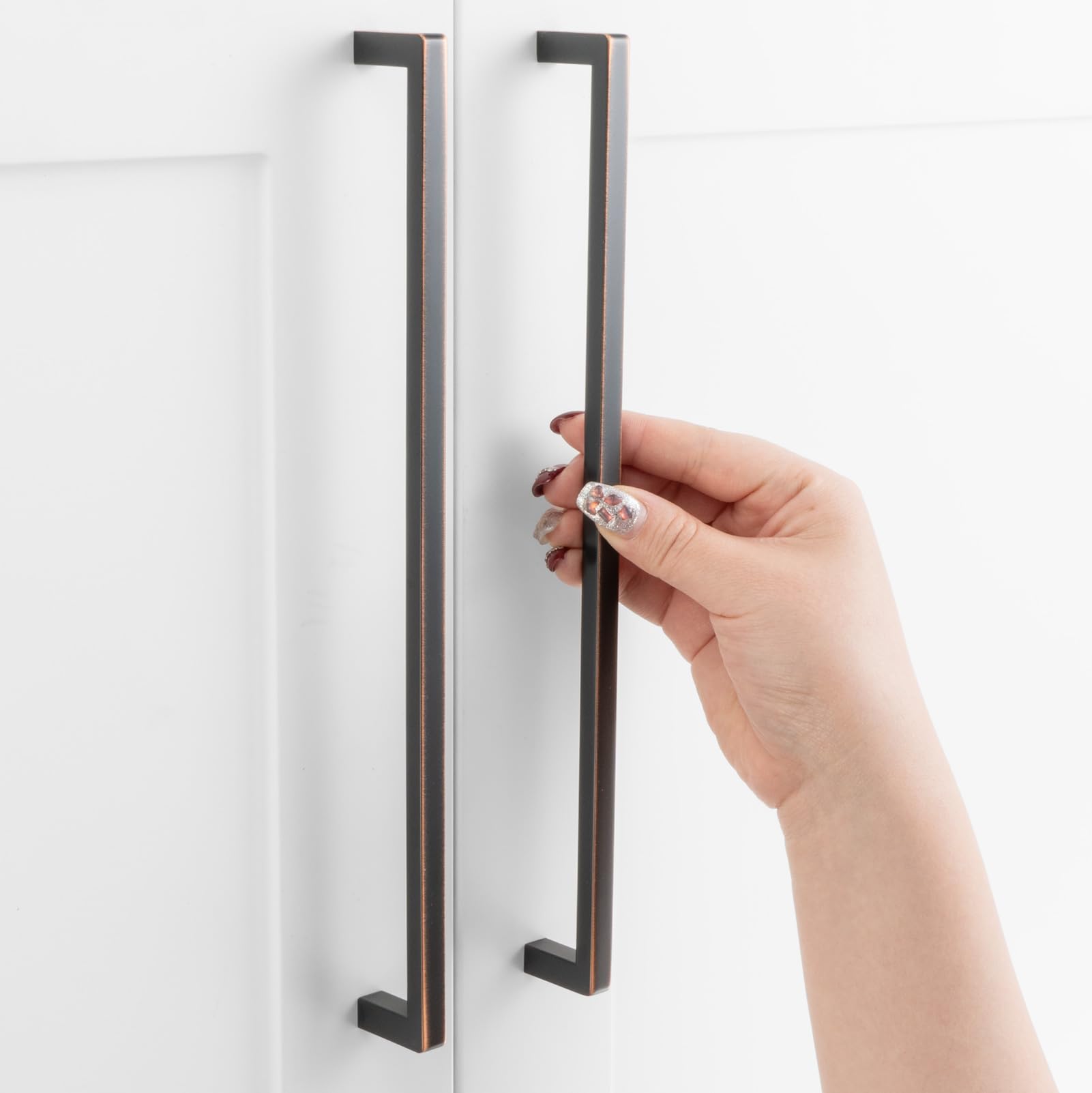 ASKANO Pack of 1, 10 Inch Hole Centers, Oil Rubbed Bronze Square Bar Kitchen Cabinet Pull Handle ZP2401 | Solid Hardware for Drawer, Dresser, Bathroom