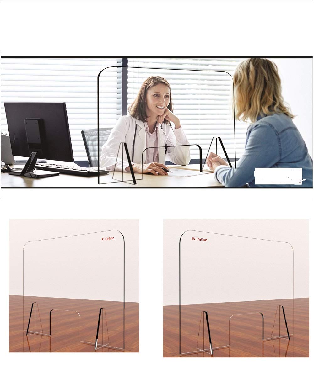 RI Online Doctors Sneeze Guard Safety Desk Shield Acts as Barrier Between Doctor & Patients and Saves from Direct Exposure from Airborne Virus Droplets I 2 COVID Keys Free (Large 30"Wx24"H)
