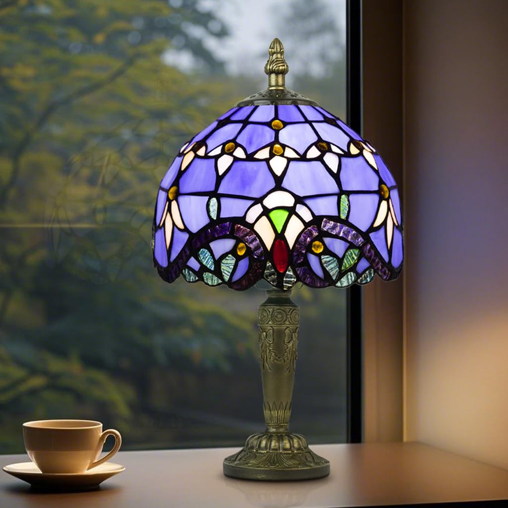 Small Purple Baroque Tiffany-Style Table Lamp - Image 2