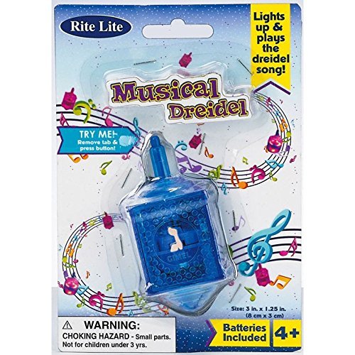 Rite Lite Musical Dreidel Plays Dreidel Song, Blue, Green, Red, All Ages