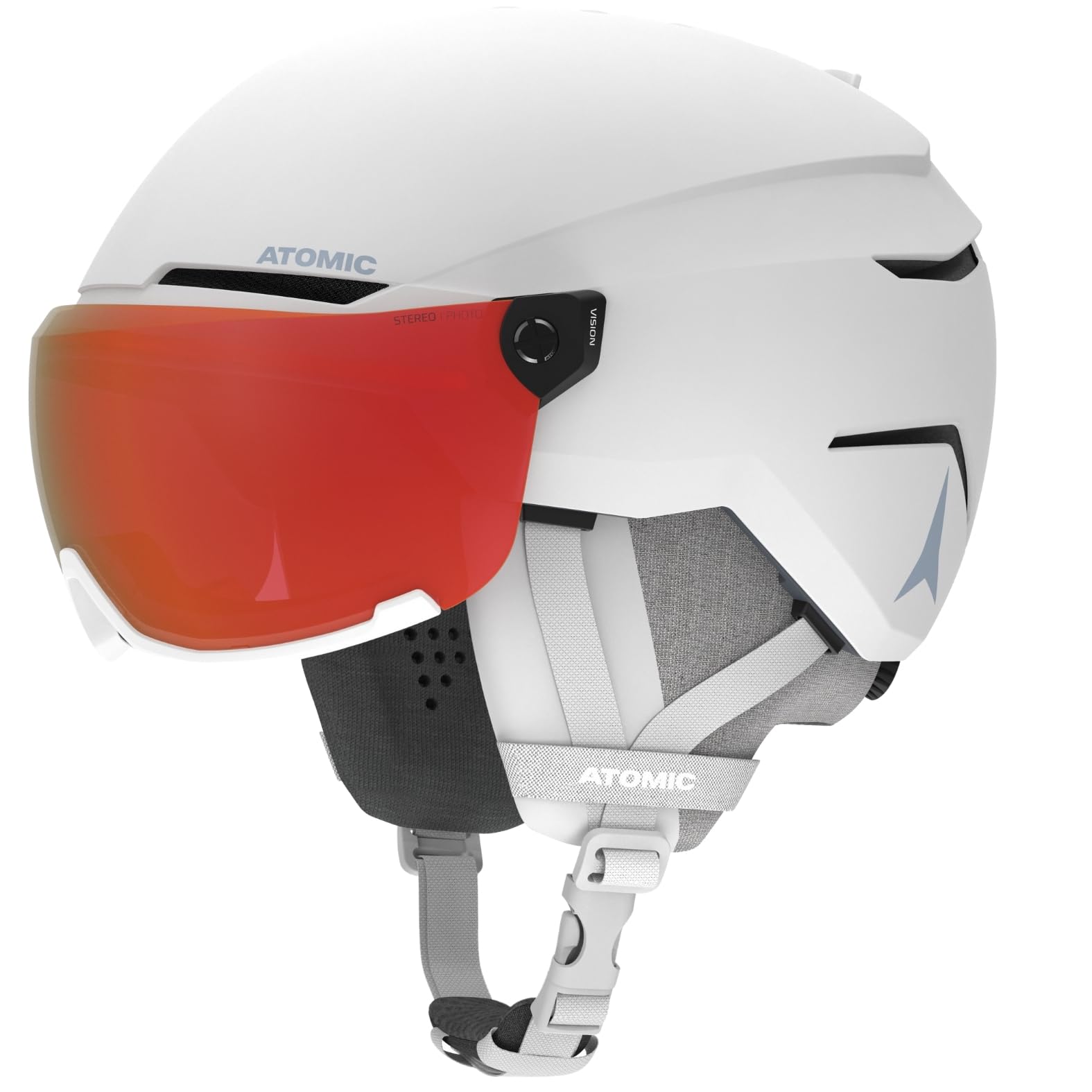 Salomon Atomic Savor Visor Photo Skihelm mit Visier - White Heather - Größe S - Maximale Stoßdämpfung - Active Aircon Belüftungssystem - Hochwertige Verspiegelung für klare Sicht