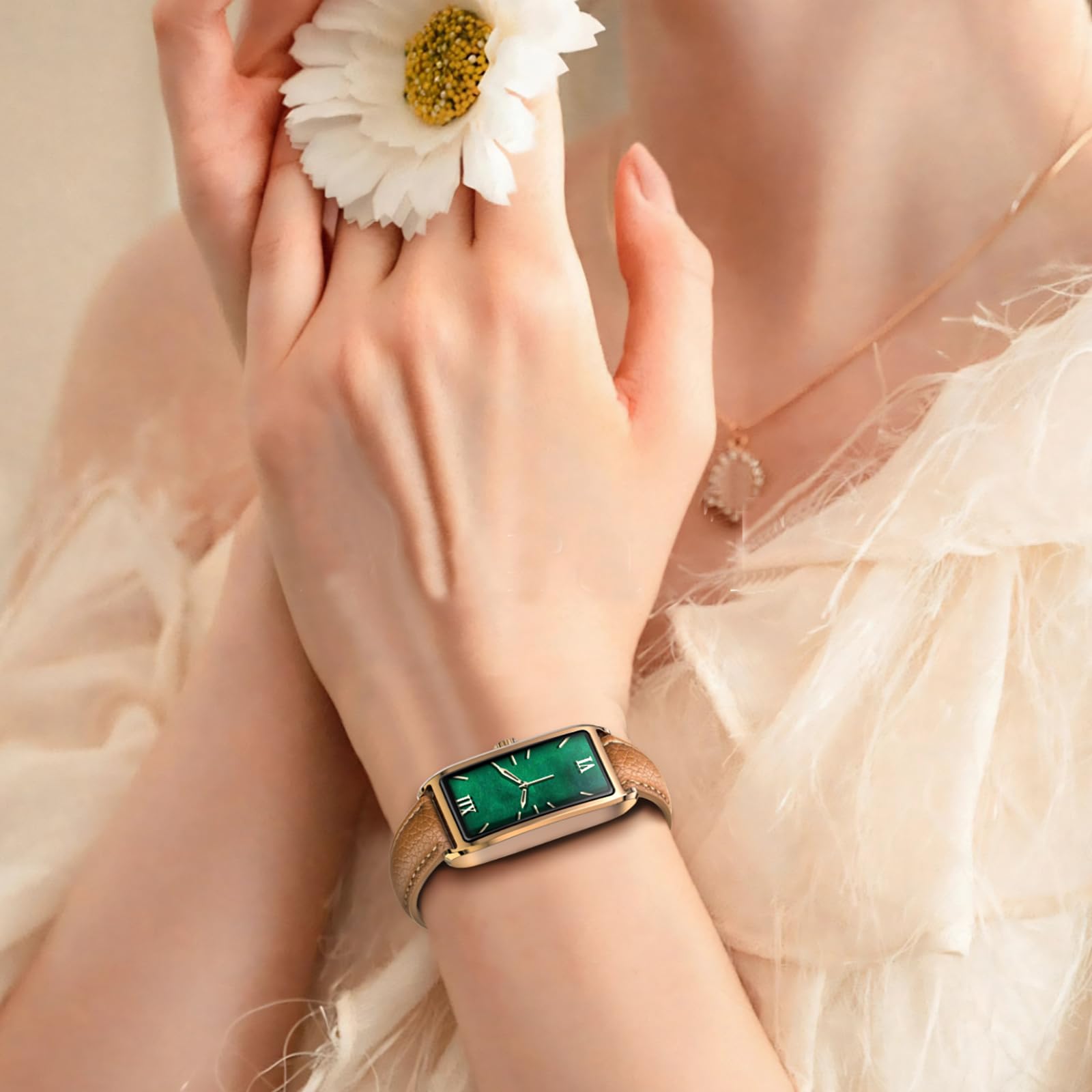 Fitness Tracker Mujer Elegante Smartwatch con Monitor de Sueño Frecuencia Cardíaca Podómetro Contador de Calorías Ciclo Menstrual Relojes de Lujo para Mujeres Cuero Rosa Smartband