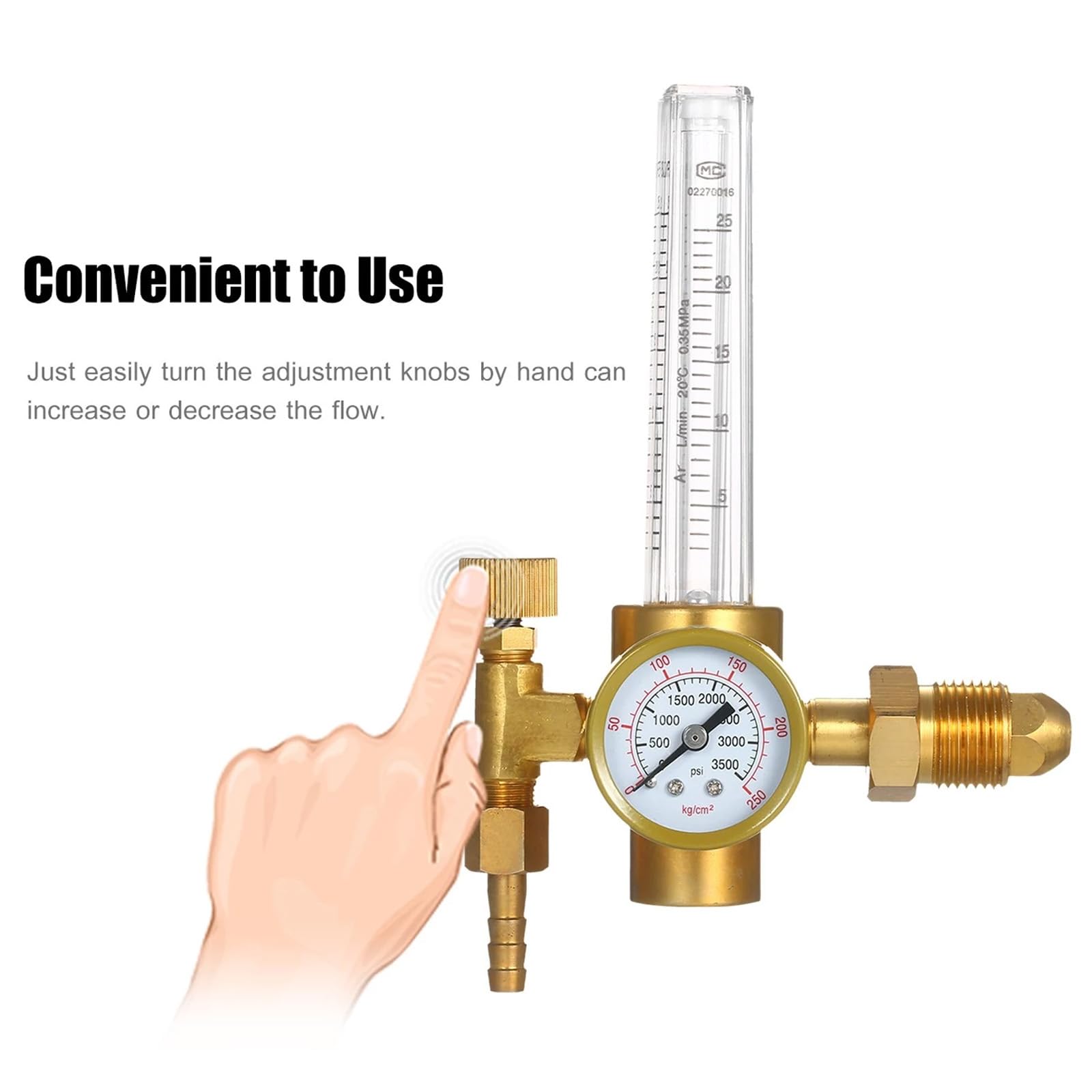 Regolatore di Pressione Argon/CO2, Riduttore di Pressione per Bombola CO2/Argon Gas di Protezione, 0-3500 PSI, 0-25LPM, CGA580 Ingresso, Flussometro Regolatore di Gas Saldatore per MIG TIG Saldatu