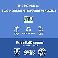 Vista 3 de Essential Oxygen, Peróxido de hidrógeno de grado alimenticio, 8 + 32 onzas líquidas, limpiador natural, 3%, spray de 1 a 8 onzas líquidas y 1