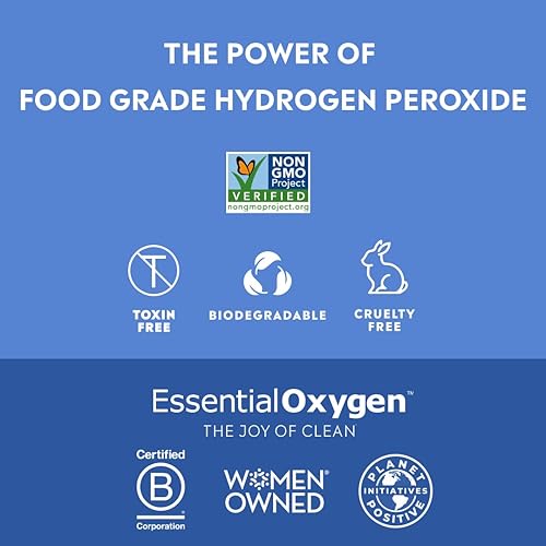 Miniatura 3 de Essential Oxygen, Peróxido de hidrógeno de grado alimenticio, 8 + 32 onzas líquidas, limpiador natural, 3%, spray de 1 a 8 onzas líquidas y 1