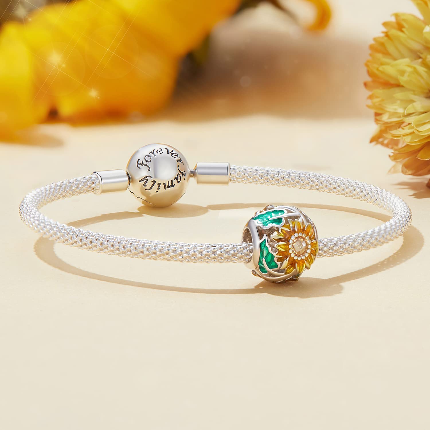 Ciondolo a forma di girasole, in argento Sterling 925