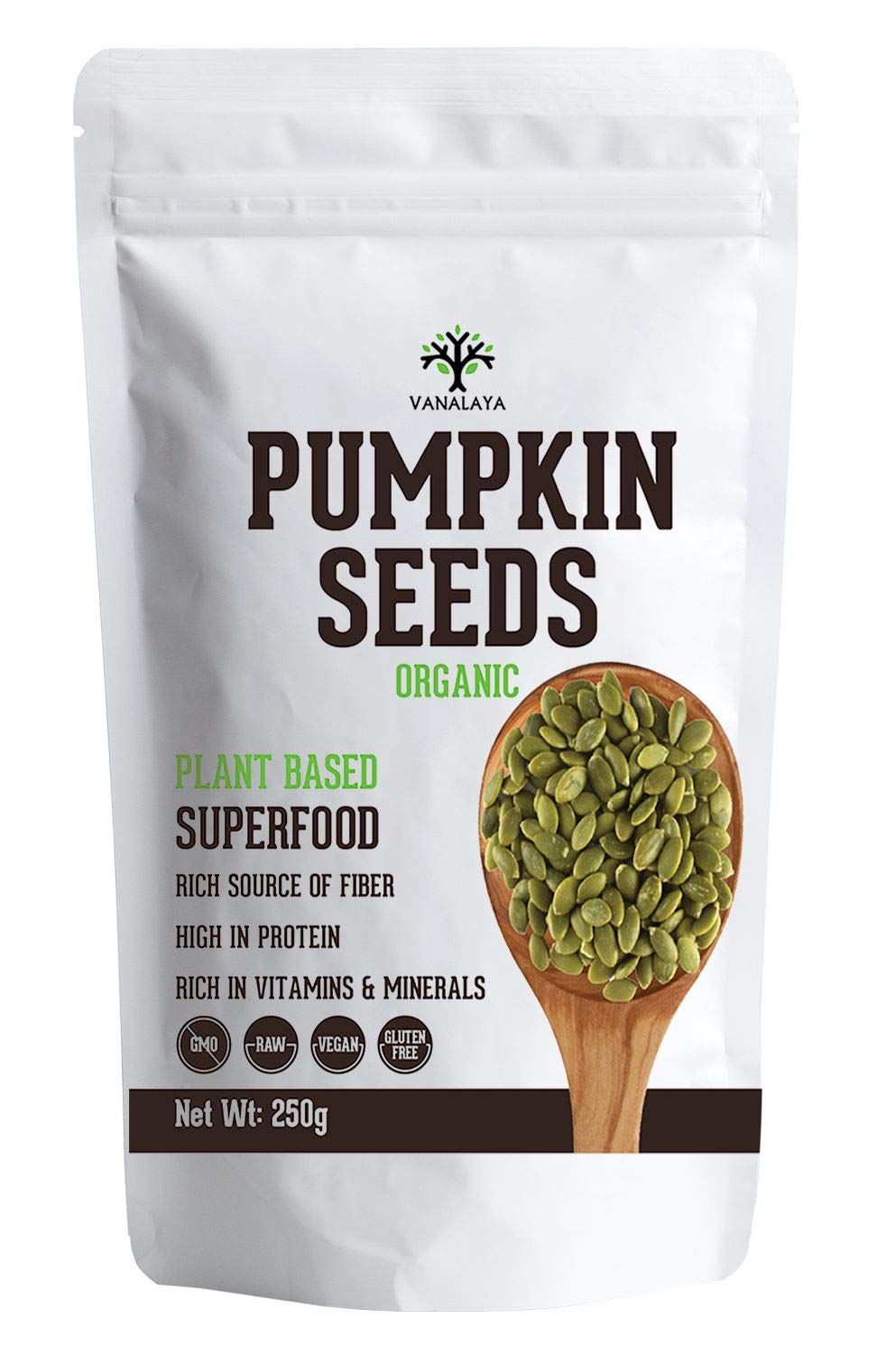 Vanalaya Organic Pumpkin Seeds Rich in Protein and Fiber Rich Superfood | Gluten Free | Vegan | Diet Snacks-250gm (B07X91HL6C) Amazon Price History, Amazon Price Tracker