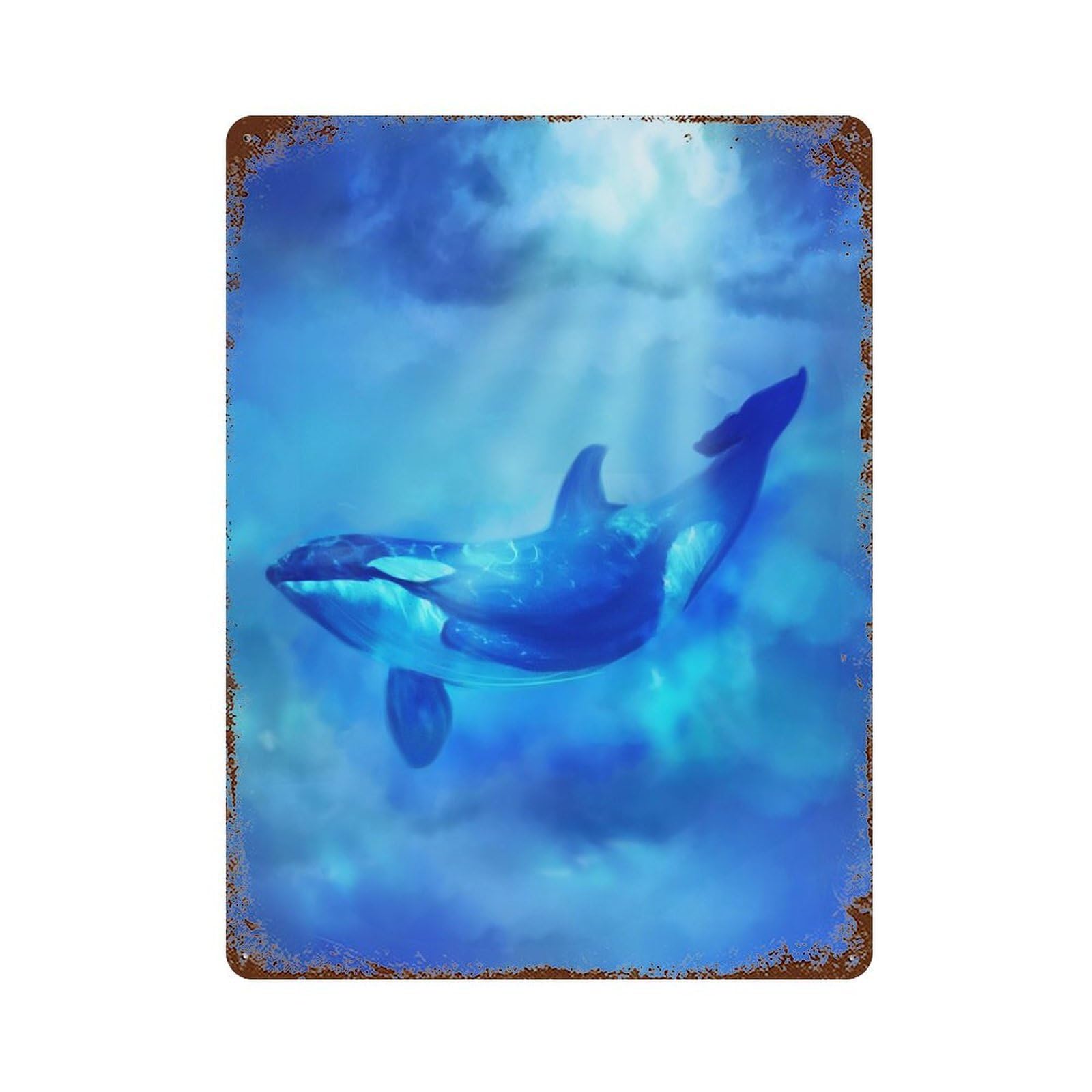 Ocean Whale Retro Metal Sign 15.7"x11.8", for Pub, Kitchen And Man Cave Decor, Industrial Home Decor