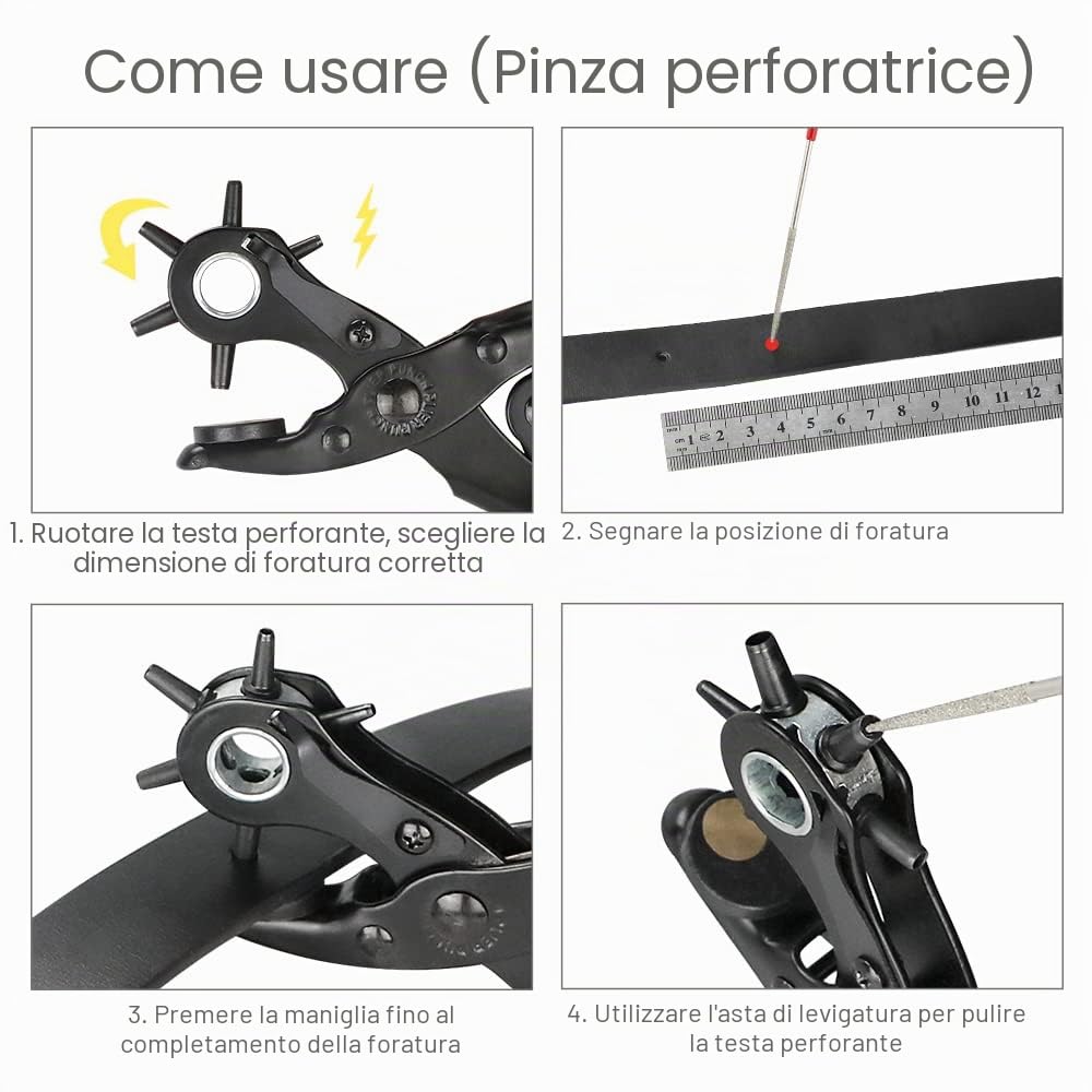 Set di punzonatrici con bottone a pressione, punzonatrice professionale Heavy Duty, punzonatrice per cintura, punzonatrice per cintura in pelle con 150 rivetti, 20 bottoni a pressione e così via, per