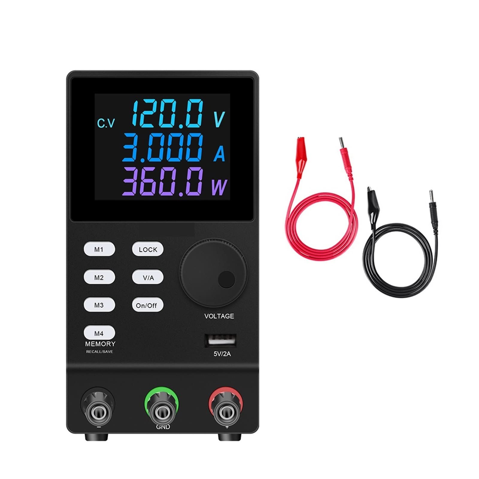 Alimentatore Da Banco Ruzizao 120V 3A - Display LCD, USB, Regolabile, Per Laboratorio
