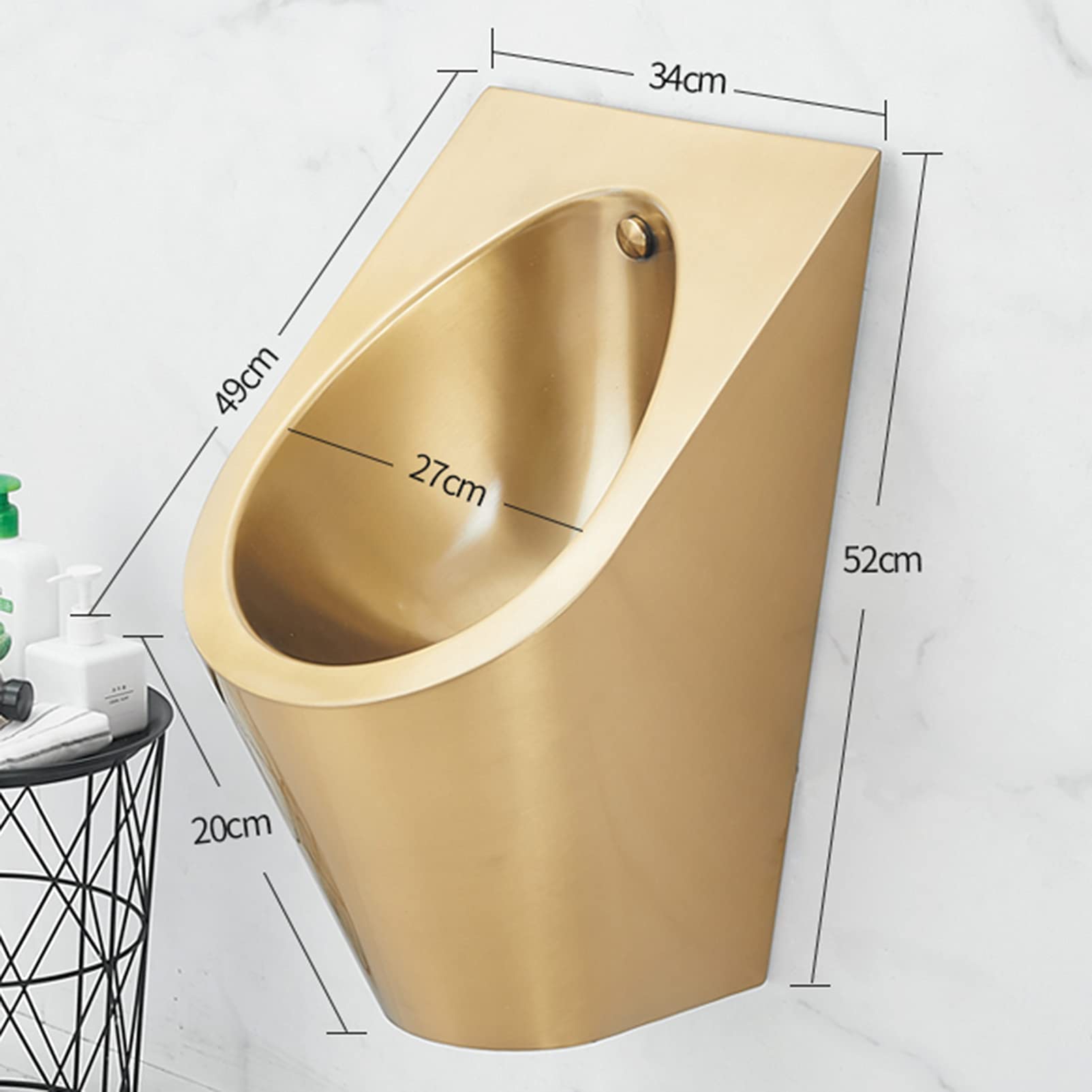 OTQEFTN 304 Stainless Steel Smart Drainage urinals,Wall-Mounted Men's urinals Gold Small Vertical Drainage Public Toilets,for Airports, Shopping Malls, Scenic Spots