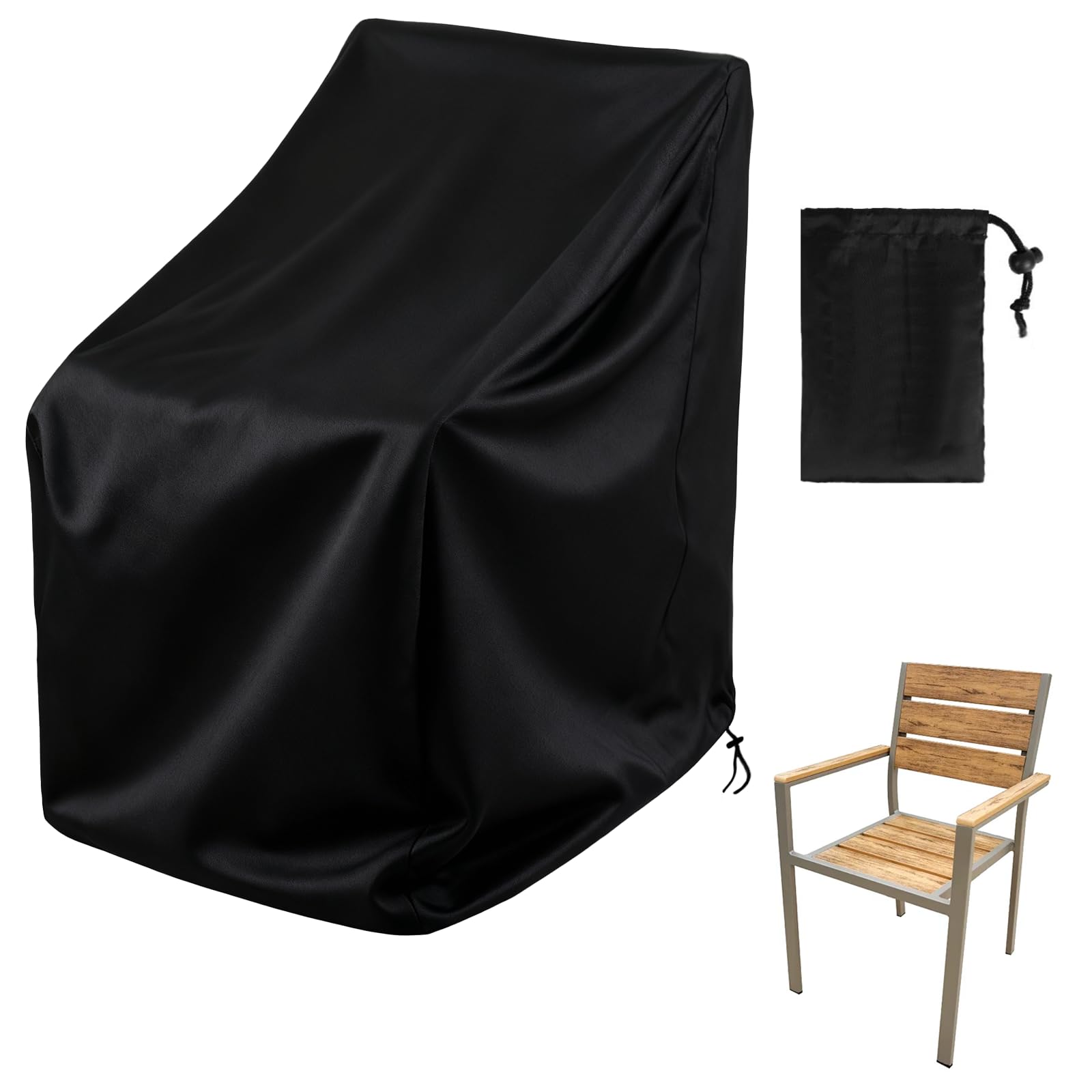 Tgsedr Garden Stacking Chair Cover Garden Outdoor Chair Covers Waterproof 210D Oxford Fabric Windproof Furniture Covers for Outdoor Patio 65x65x85/114cm
