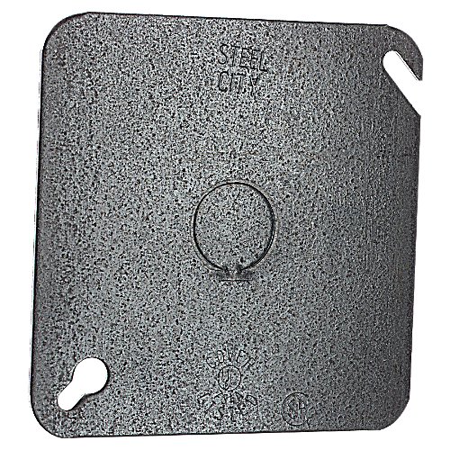 Steel City Square Steel 1 gang Flat Box Cover For Mounts to Box or Device