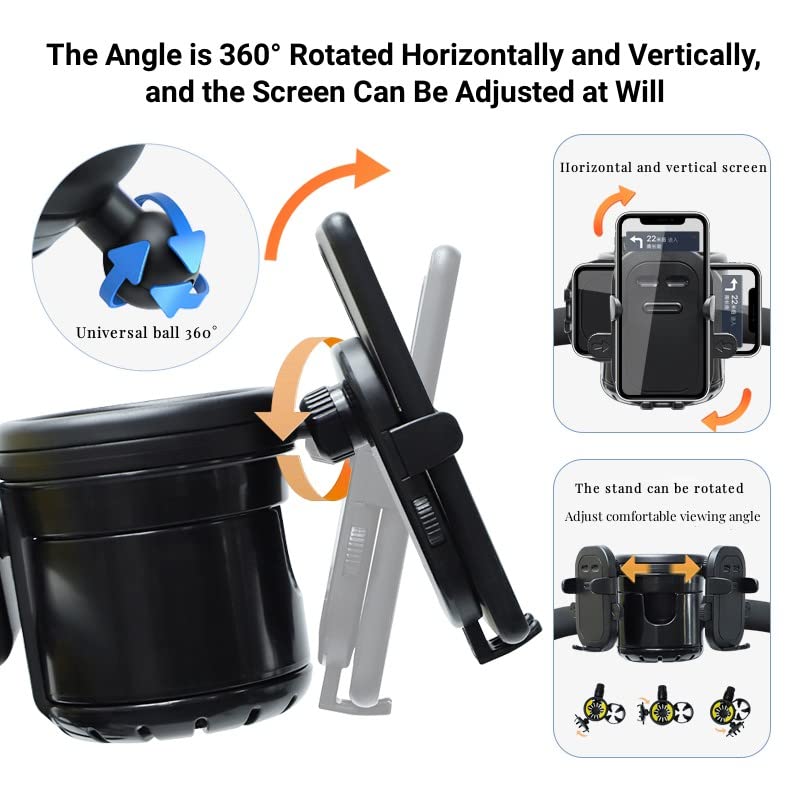 3-in-1 Getränkehalter Kinderwagen - Mit Handyhalter & 360° Drehbar