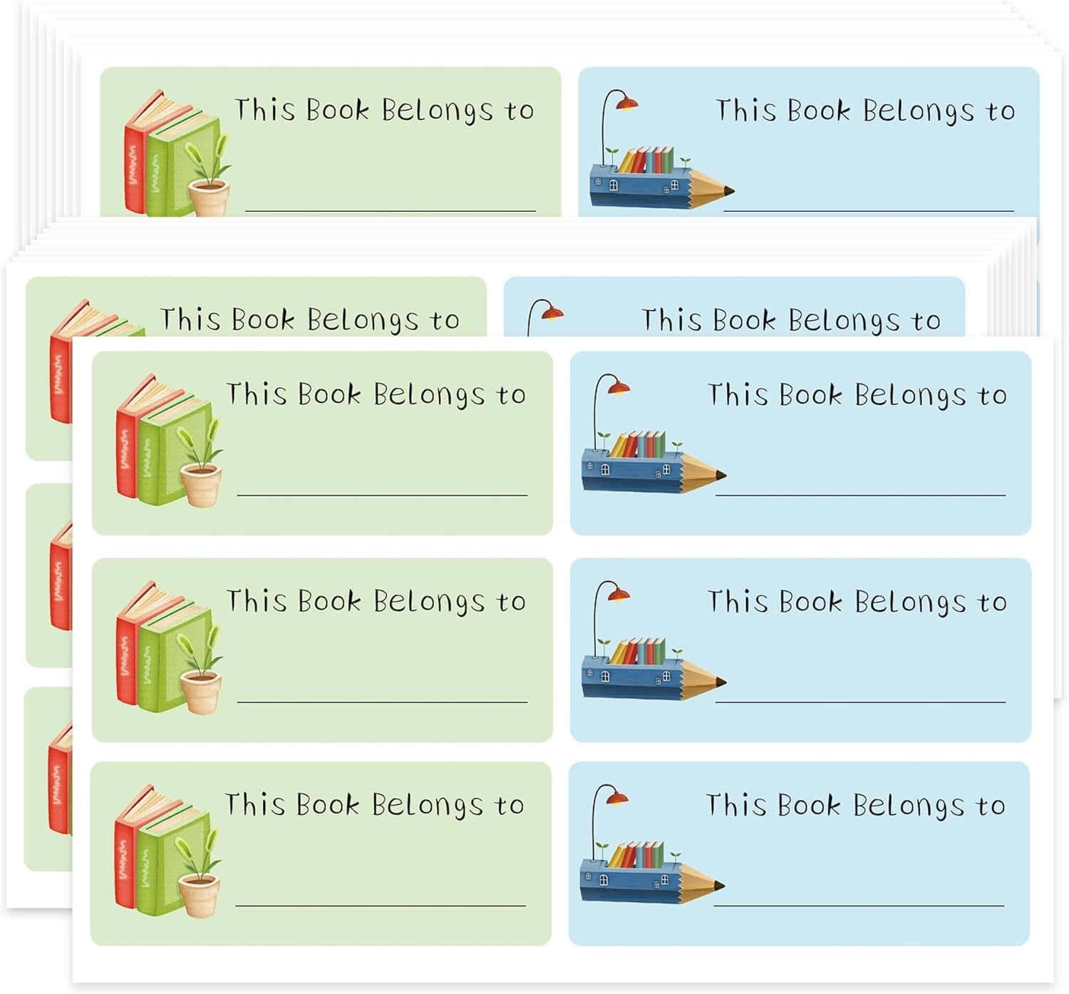 300pcs This Book Belongs Stickers - 1x2.5 Inch Book Plates, Name Labels for Kids, Students