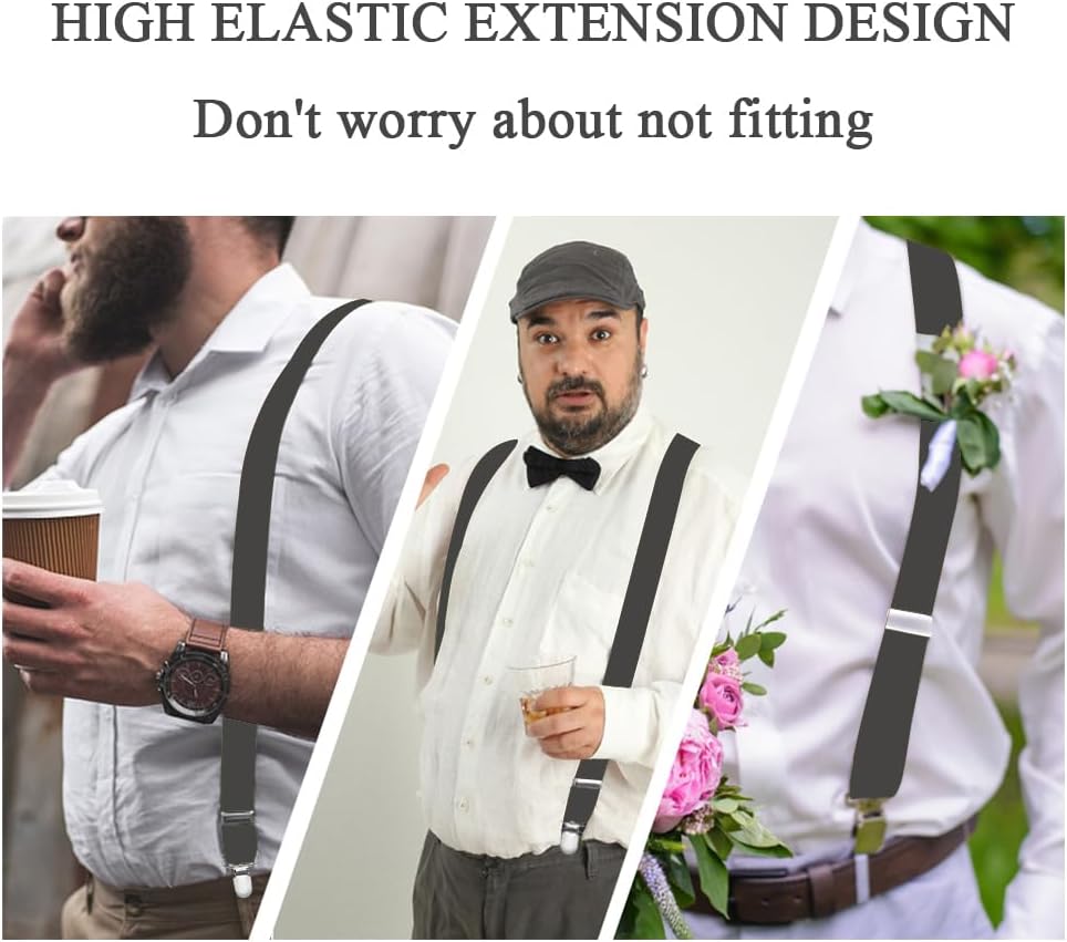 Mens Suspenders Adjustable Braces with 4 Strong Metal Clips Elastic X Back Heavy Duty Suspender for Men and Women - Image 4