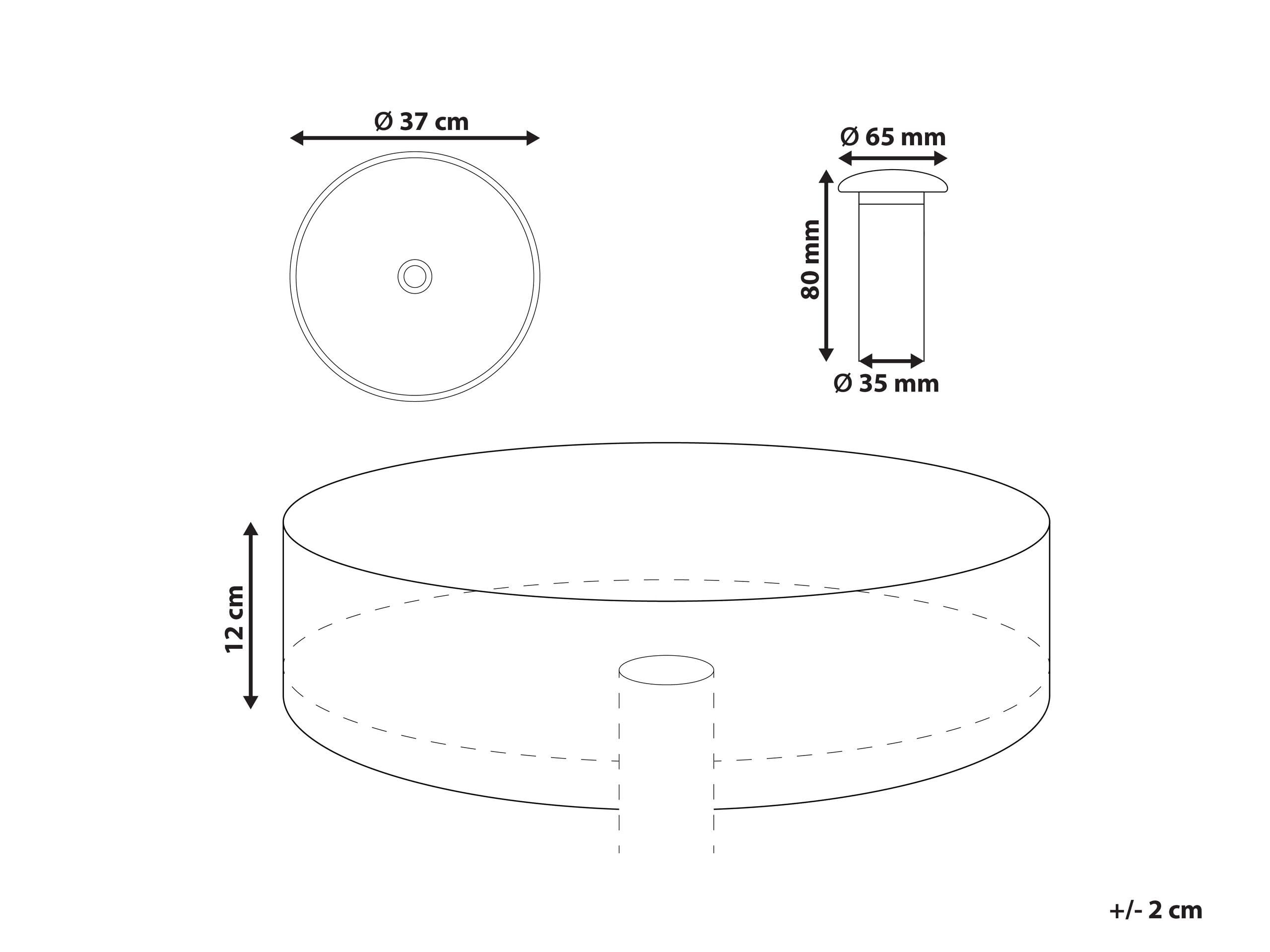 Umywalka łazienkowa nablatowa ceramiczna mat okrągła 37 cm niebieska Gudar