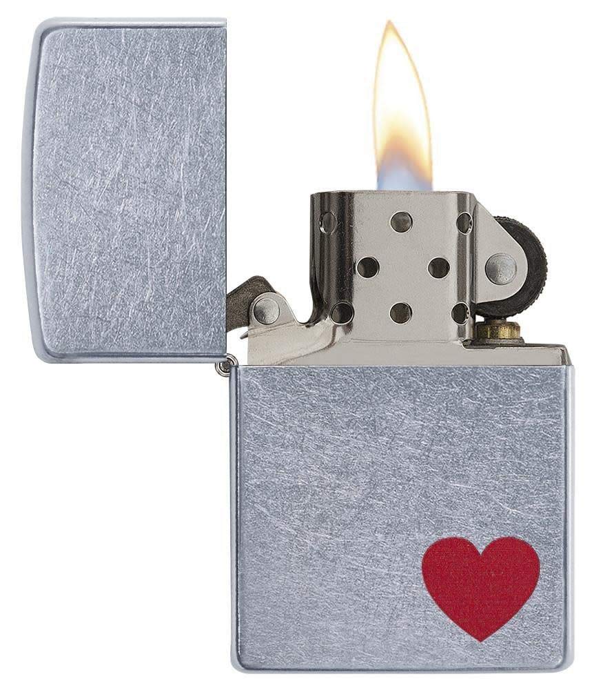 Amazon.com: Zippo Red Heart Pocket Lighter, Street Chrome