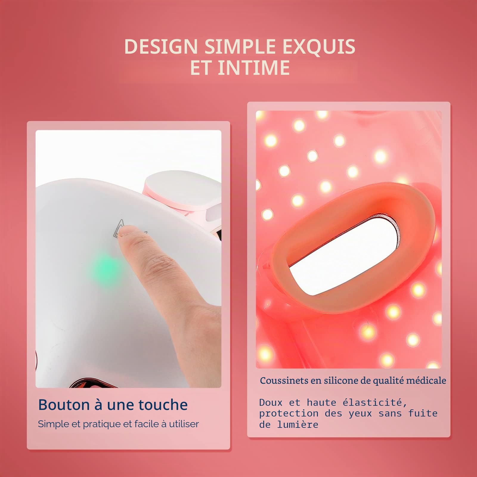 Masque de beauté LED sans fil, 7 couleurs avec 270 perles, masque lumineux LED rechargeable pour la beauté du visage, anti-anges, rajeunissement, raffermissant, rides lisses