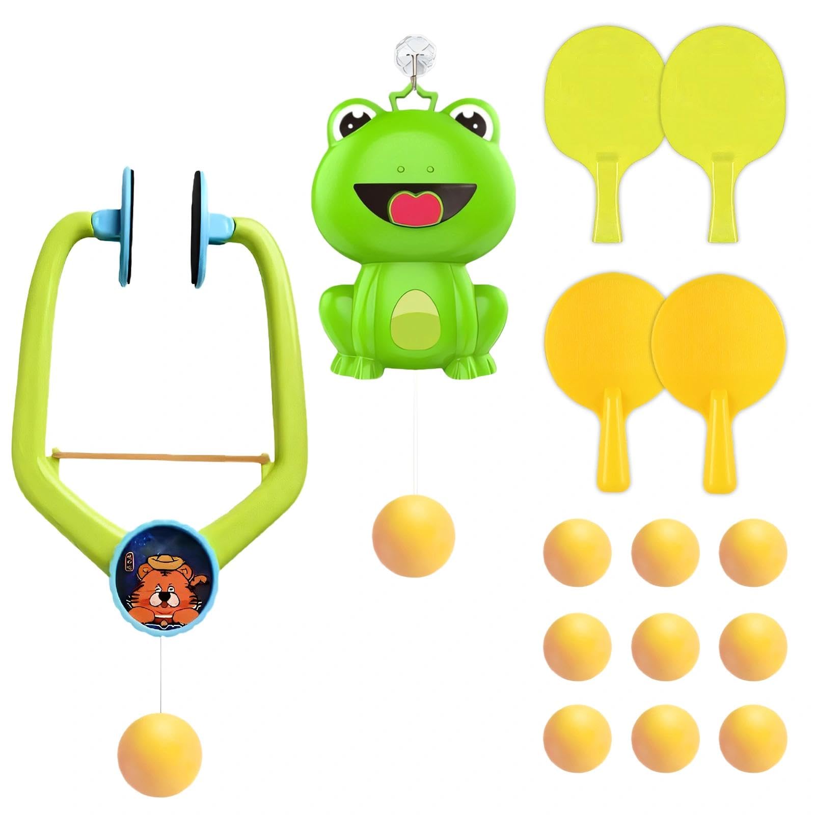 15Pcs Adjustable Hanging Door Ping Pong Game Set, Table Tennis Trainer with Rackets & Balls for Indoor Practice & Hand-Eye Coordination Family Games