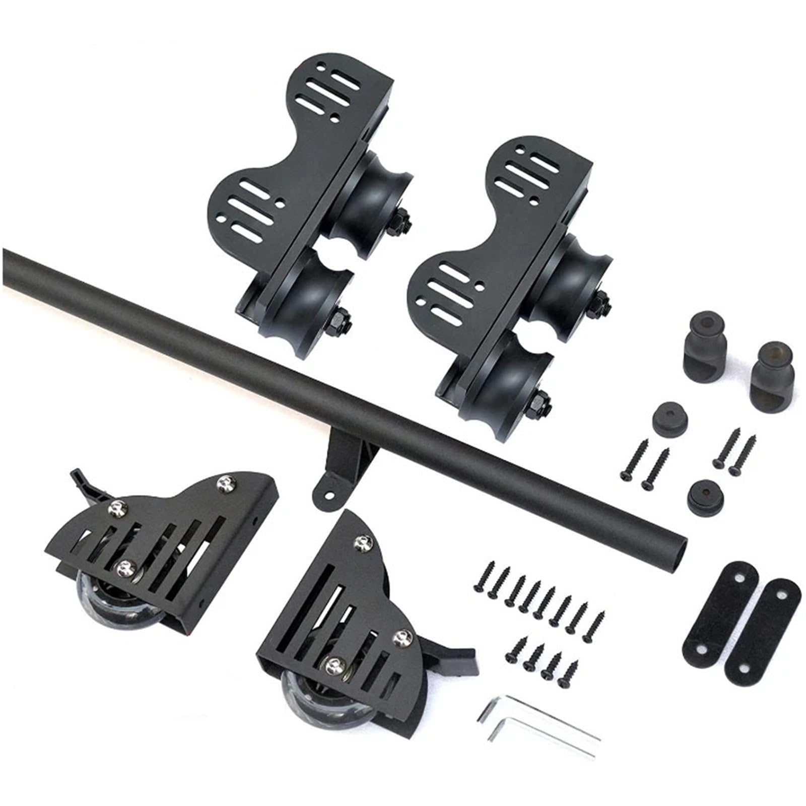 MRVAKDYDI Retractable Rolling Library Ladder Rails Kit, Rolling Library Ladder Hardware Kit Black Silver 200-600cm(Black,350cm)