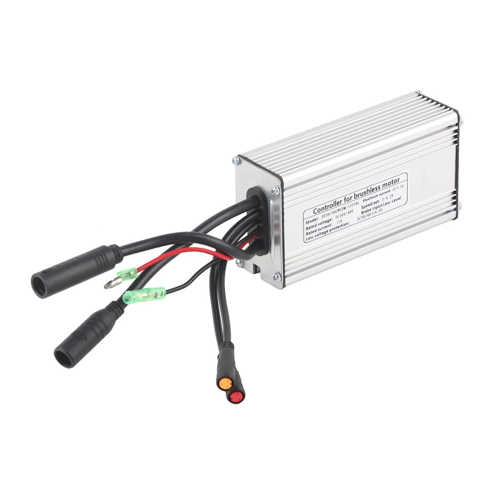 Controlador de Bicicleta Eléctrica 36/48V, Controlador de Motor sin Escobillas Rectangular de 9 Tubos con Cable de Luz para Conversión de Scooter