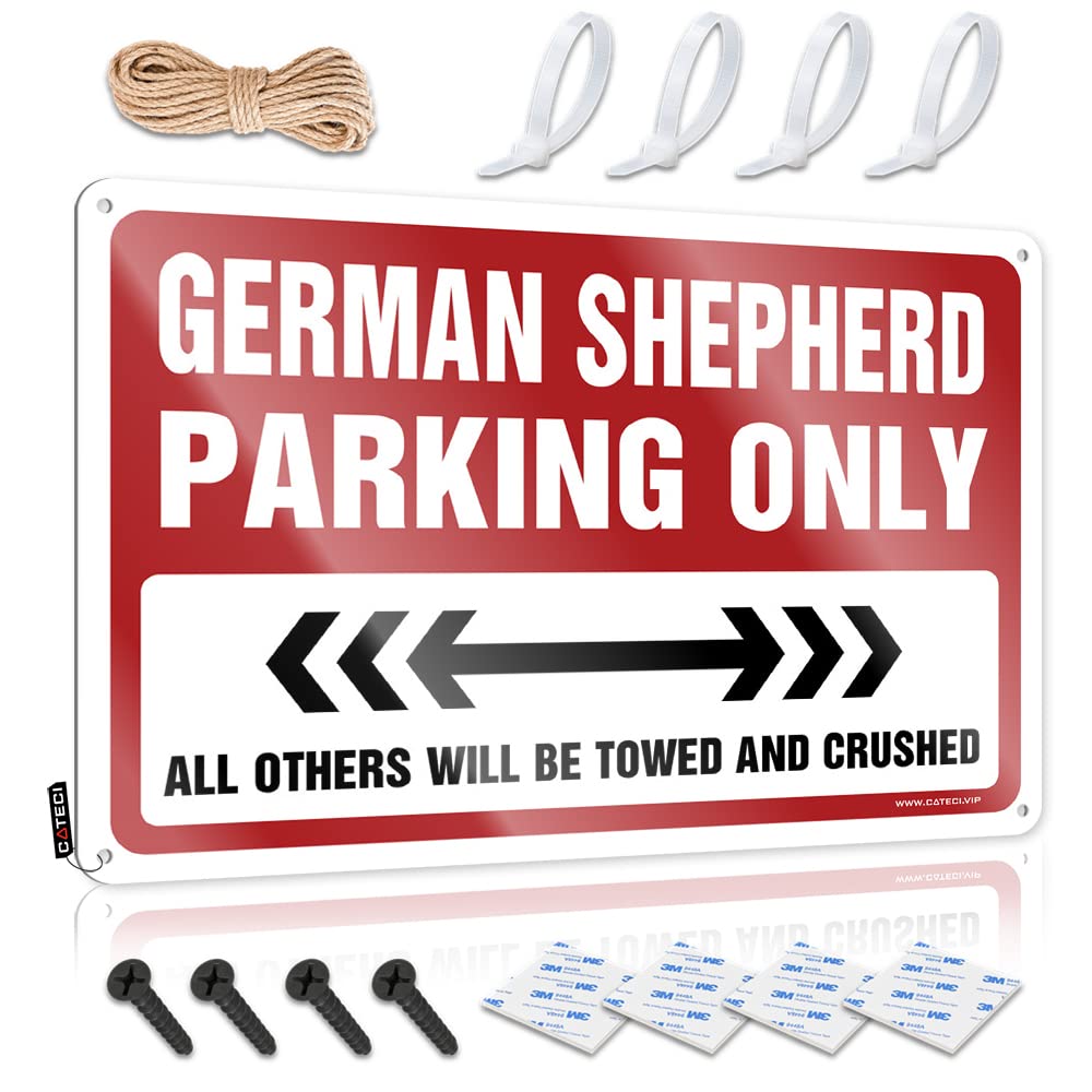 KRAZMURONGD Funny Wall Decor Signs German Shepherd Parking Only Tin Sign Tin Signs Warning Backyard Bar Sign(30X40CM)