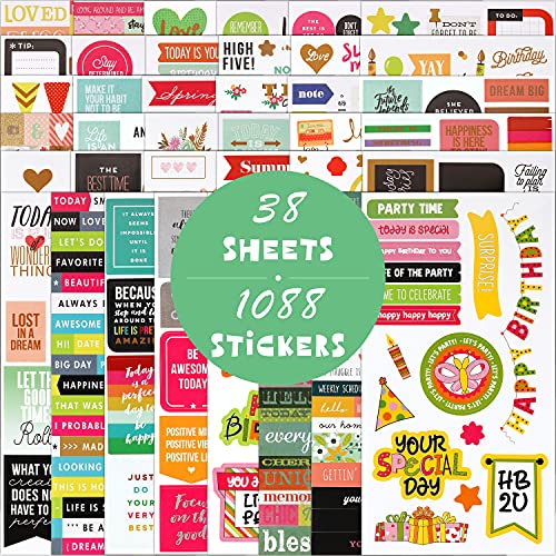 Planner Stickers Pack - 38 Sheets / 1088 Stickers, Stickers with Various Themes, Planner Stickers Accessories for Planning or Decorating Planners, Journals & Calendars, Stickers Pack