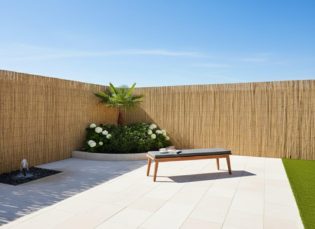 Suinga Valla de Cañizo Bambu 1,8x5 Metros | Cañizo Entero Jardin Natural | Cerramiento de Bambu 95% Ocultación | Valla de Bambu
