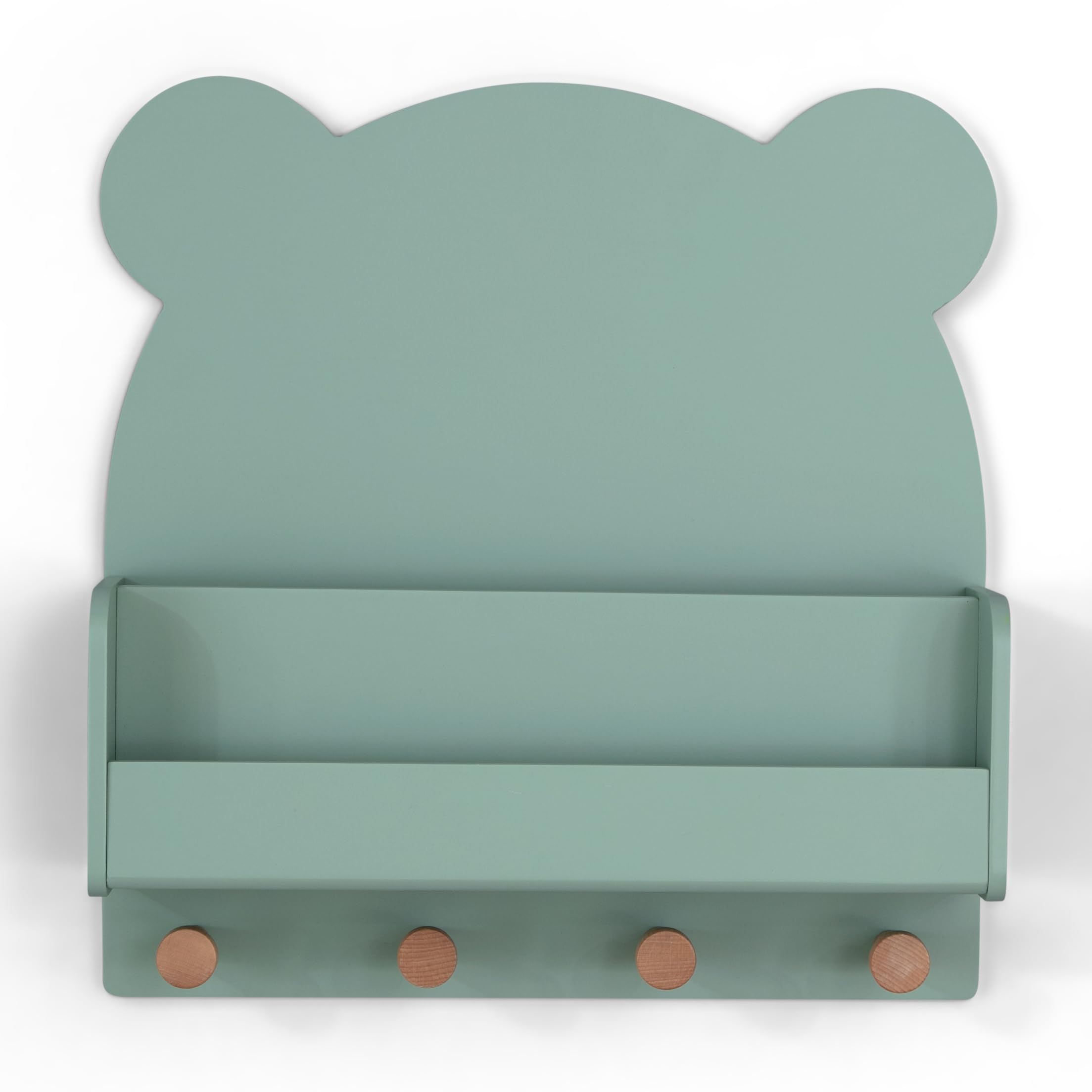 babyGap by Delta Children Brannan Bear Wall Shelf with 4 Hooks, Sage Green