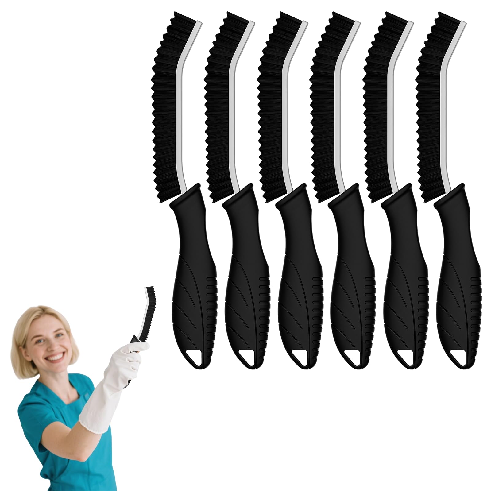 Cleangor Fugenbürste mit Zahnborsten, Hartborsten Ecken Reinigungsbürste, Crevice Cleaning Brush für Bad Fliesen Dusche Küche Toilette | Schmales Design für Ritzen & Fuge