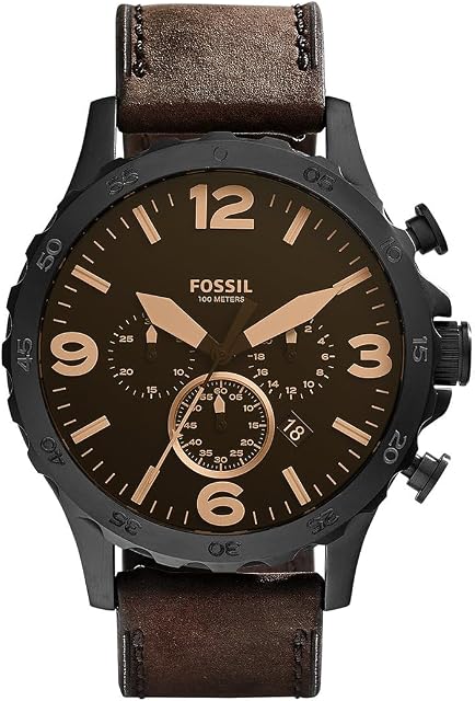 Fossil JR1487 Zegarek Męski, Ø 50 mm, Ciemny Brąz