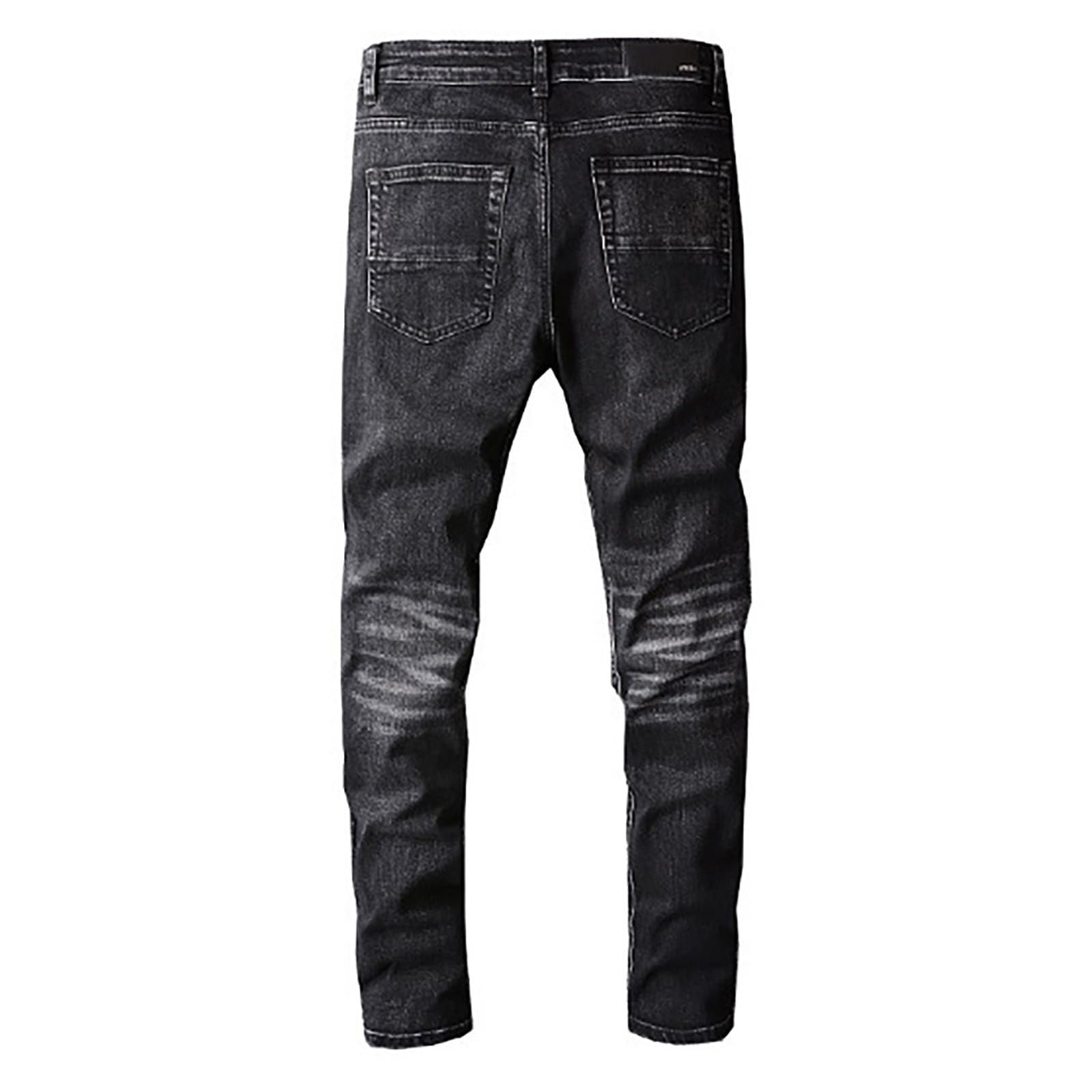 Jeans Da Uomo Strappati, Pantaloni Di Jeans Da Uomo Gamba Dritta Strappato Elasticizzati Pantaloni Uomo Elegante Casual Skinny Blu Jeans Uomo Estivi Jeans Leggeri Moda Versatile Per Tutte Le Occasioni