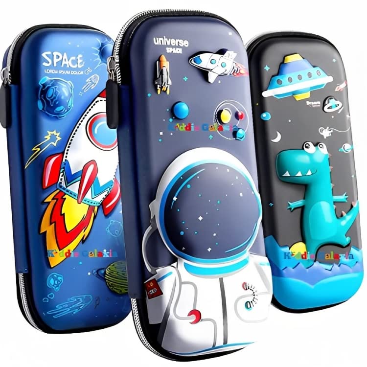 Pencil Case Large Capacity Pencil Pouch 3D Cover Eva Compass School Organizer For Students Kids Stylish Pen Holder Pouch, Cosmetic Bag (Multi Design, Pack Of 1, Canvas, Multicolor)